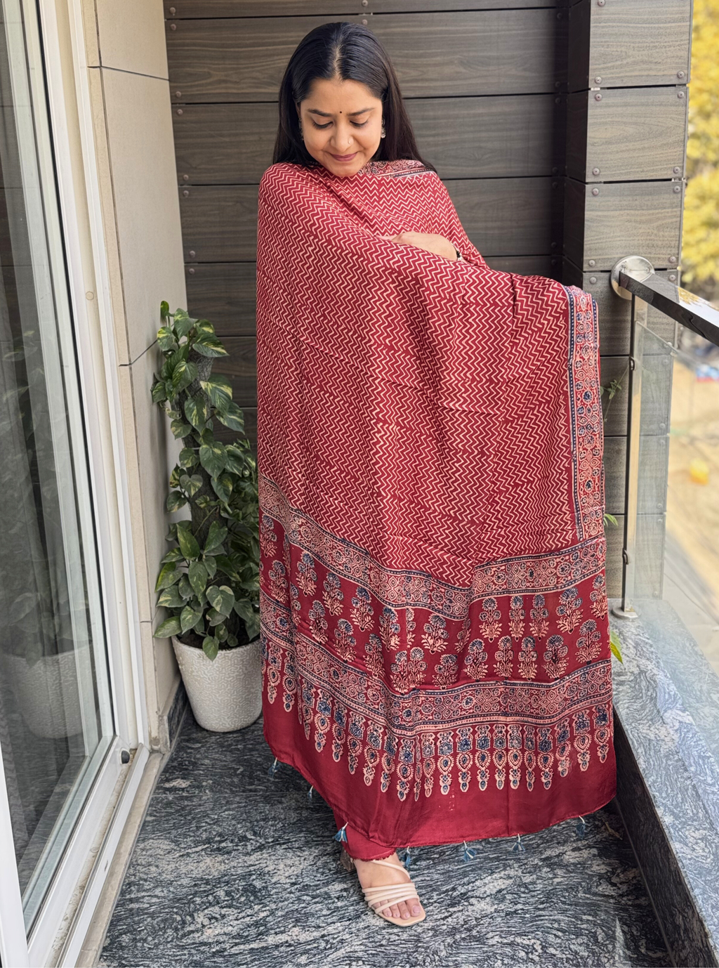 Zariah Red-Blue Ajrakh 2 piece set