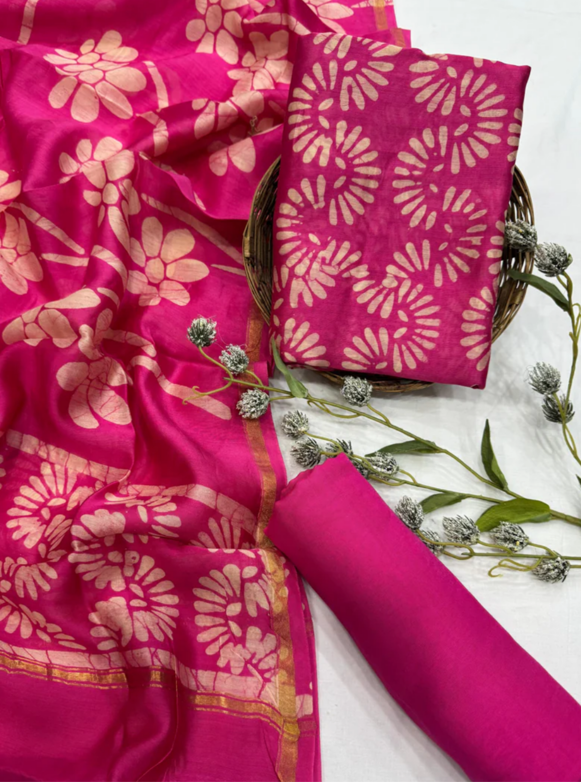 Gulbahar Pink Chanderi Silk Suit Set