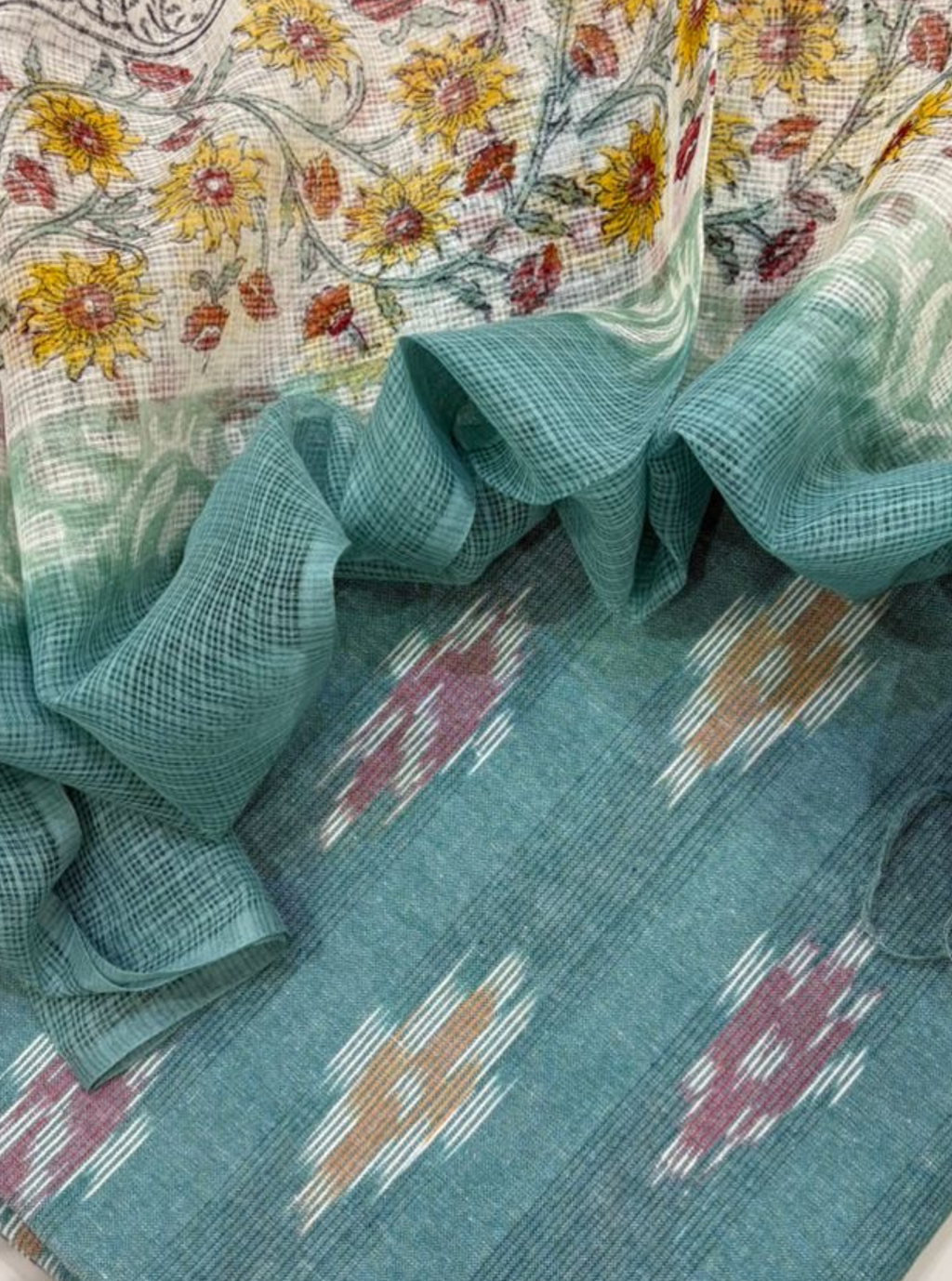 Neel Vana Ikkat Kurta Set with Kotadoriya Blockprint Dupatta