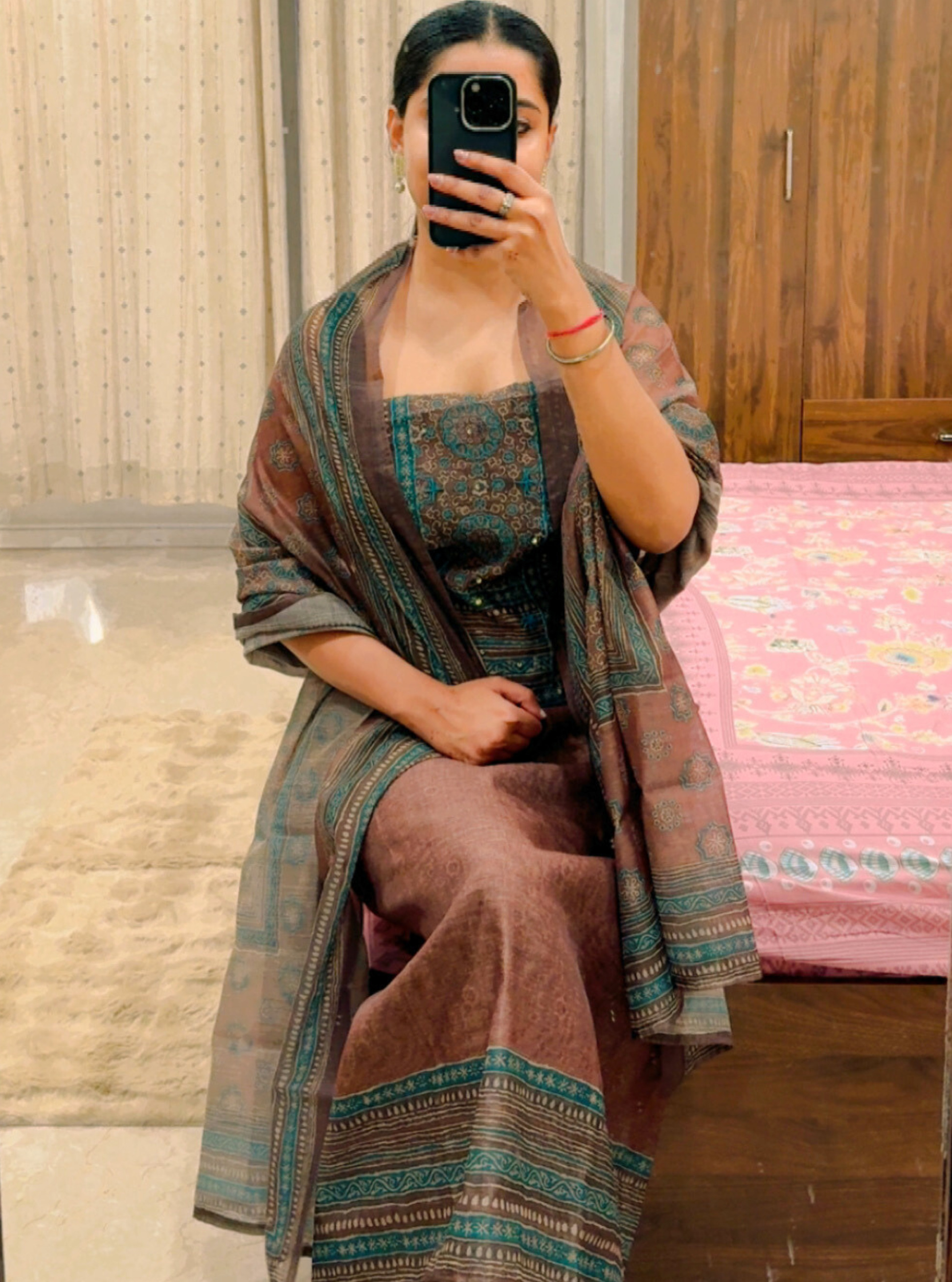 Noor-e-Zameen – Handblocked Chanderi Silk Suit Set