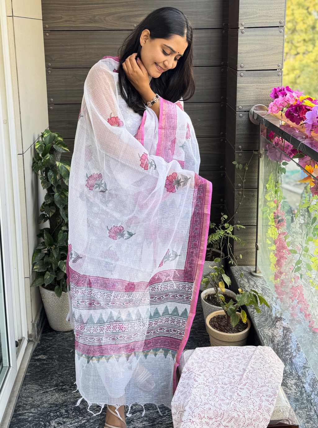 Ruby Hand Block Kota Doriya Suit Set