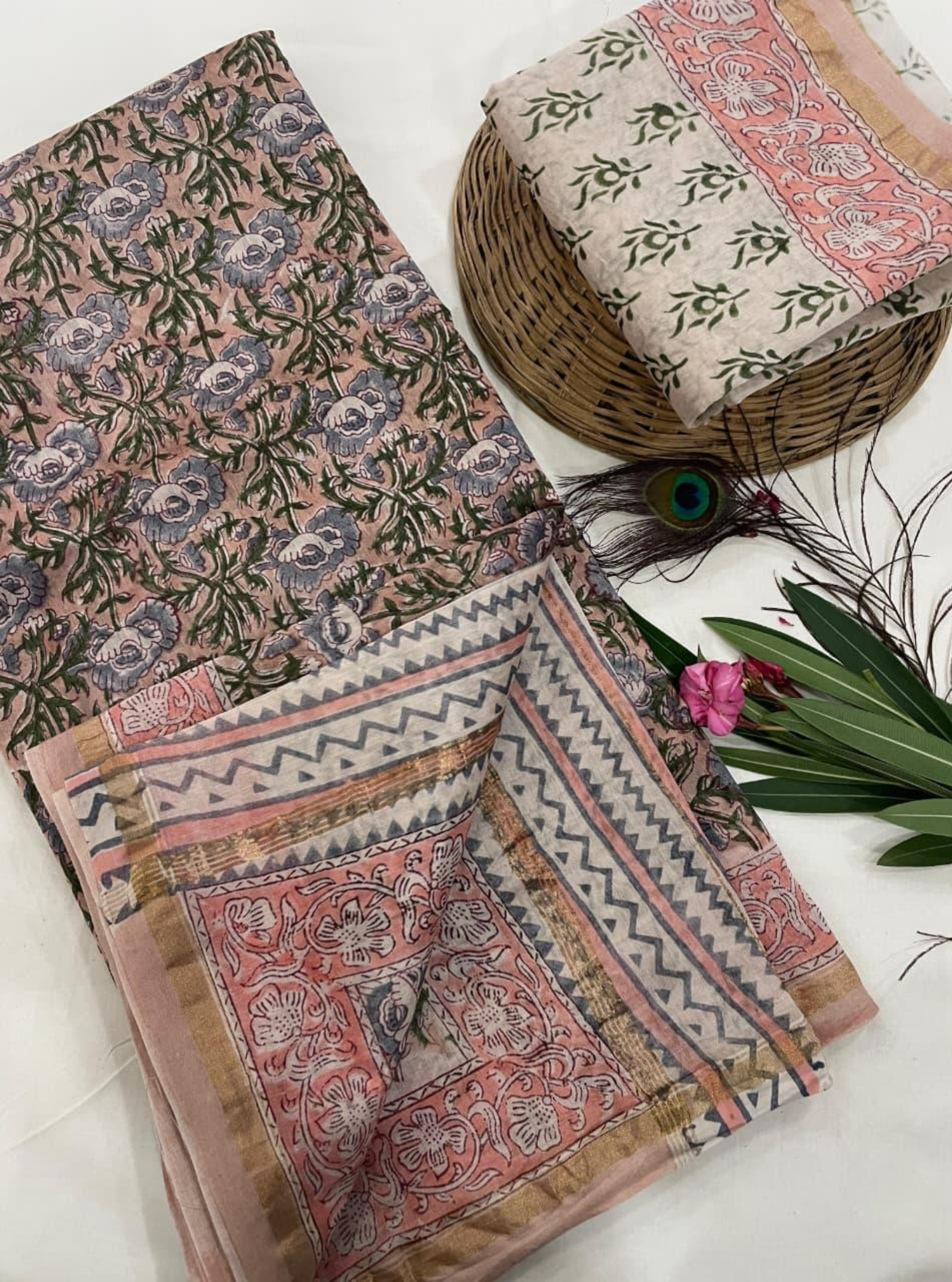 Bagh Chanderi Silk Blockprint Saree