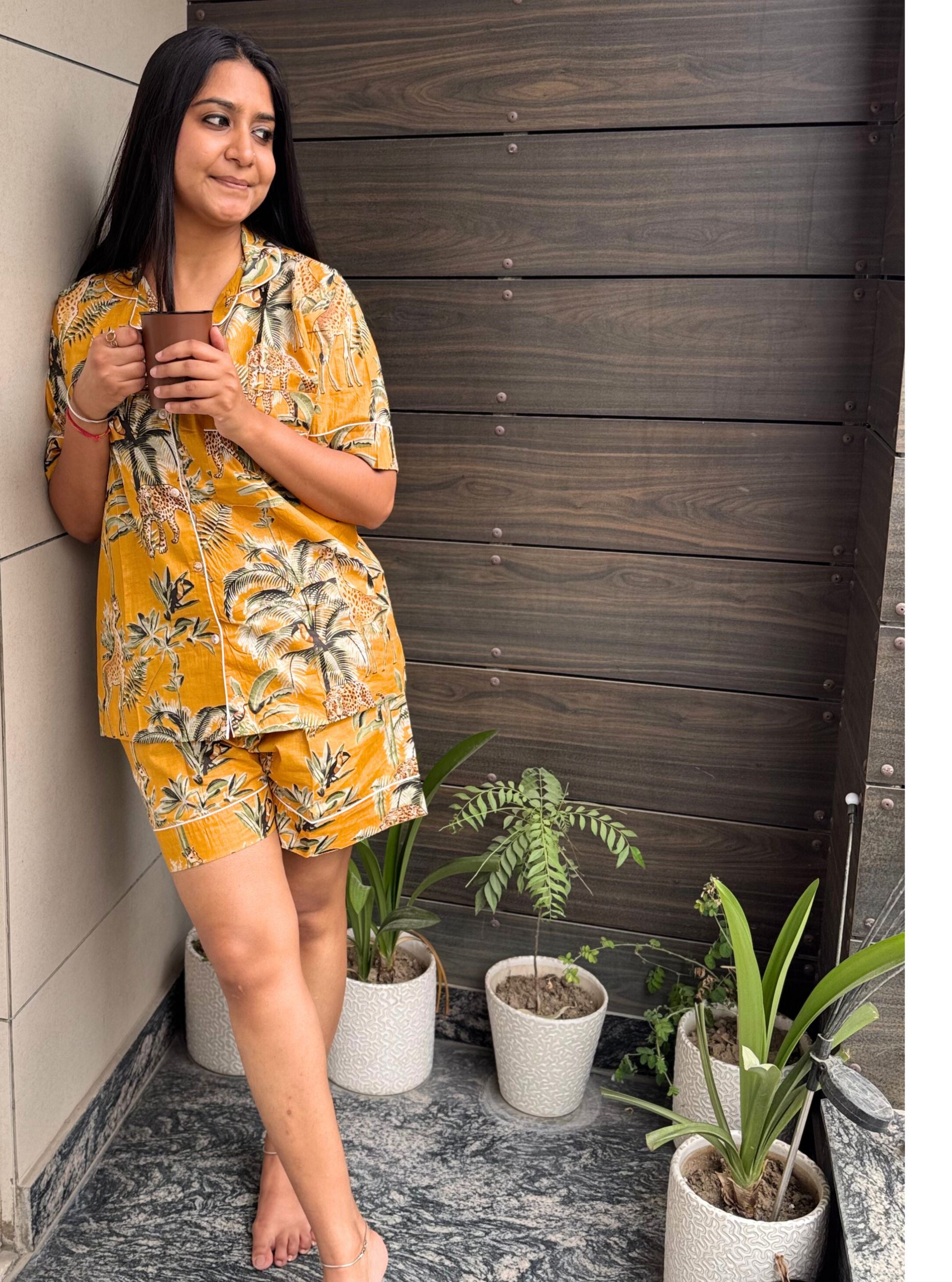 Tropical Safari Blockprint Nightsuit