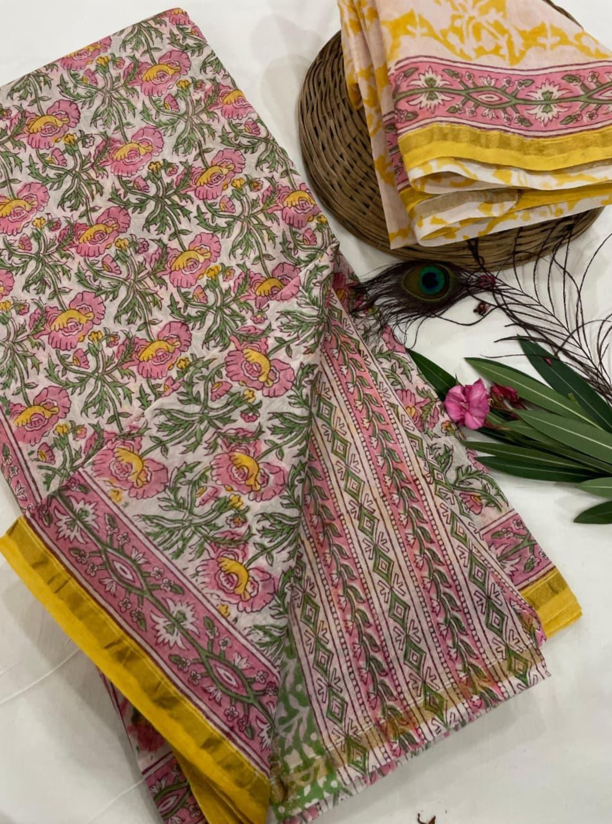 Phulwari Chanderi Silk Blockprint Saree