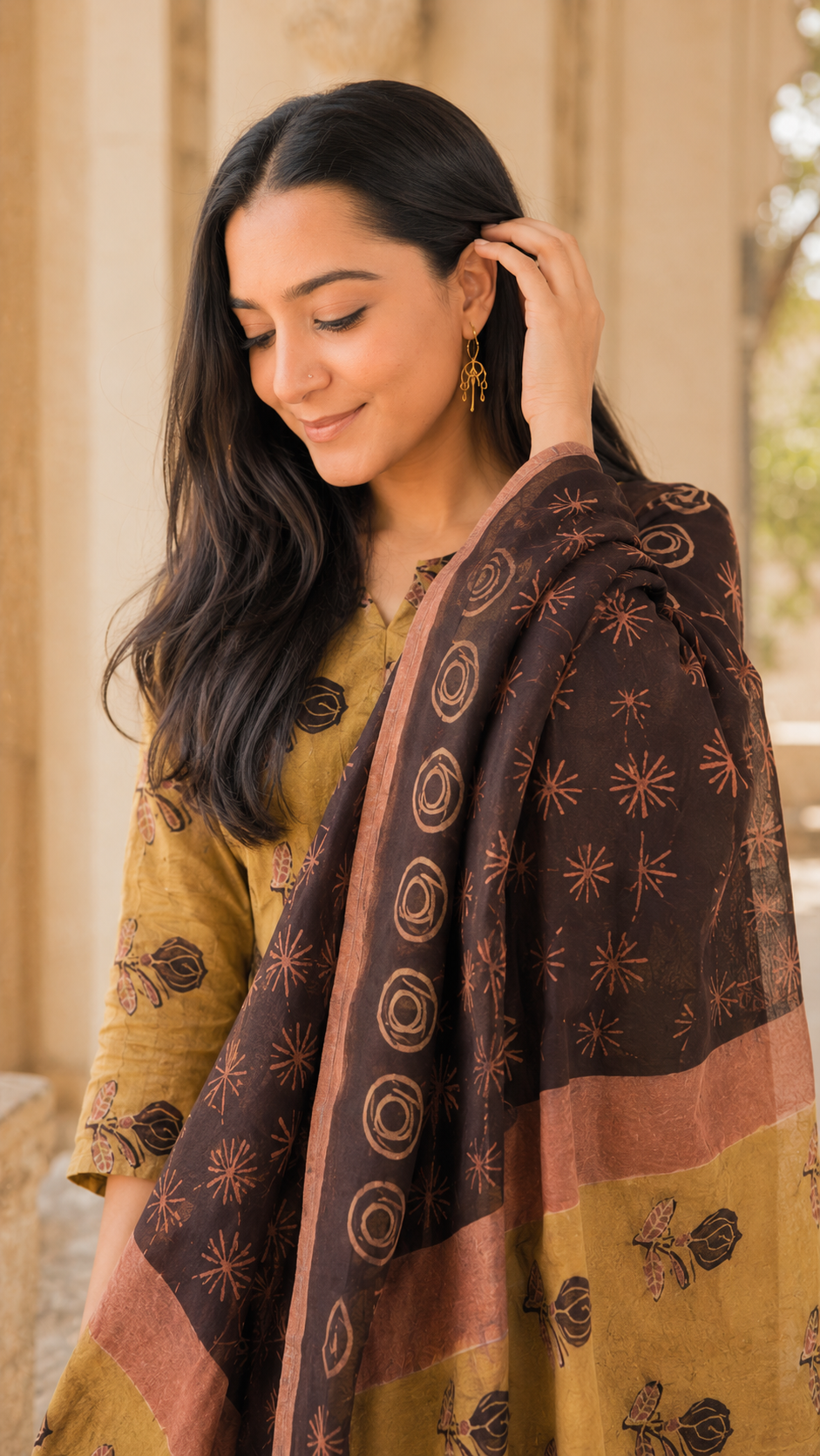 Anarika Nashpal Ajrakh Modal 2-Piece Unstitched Suit Set