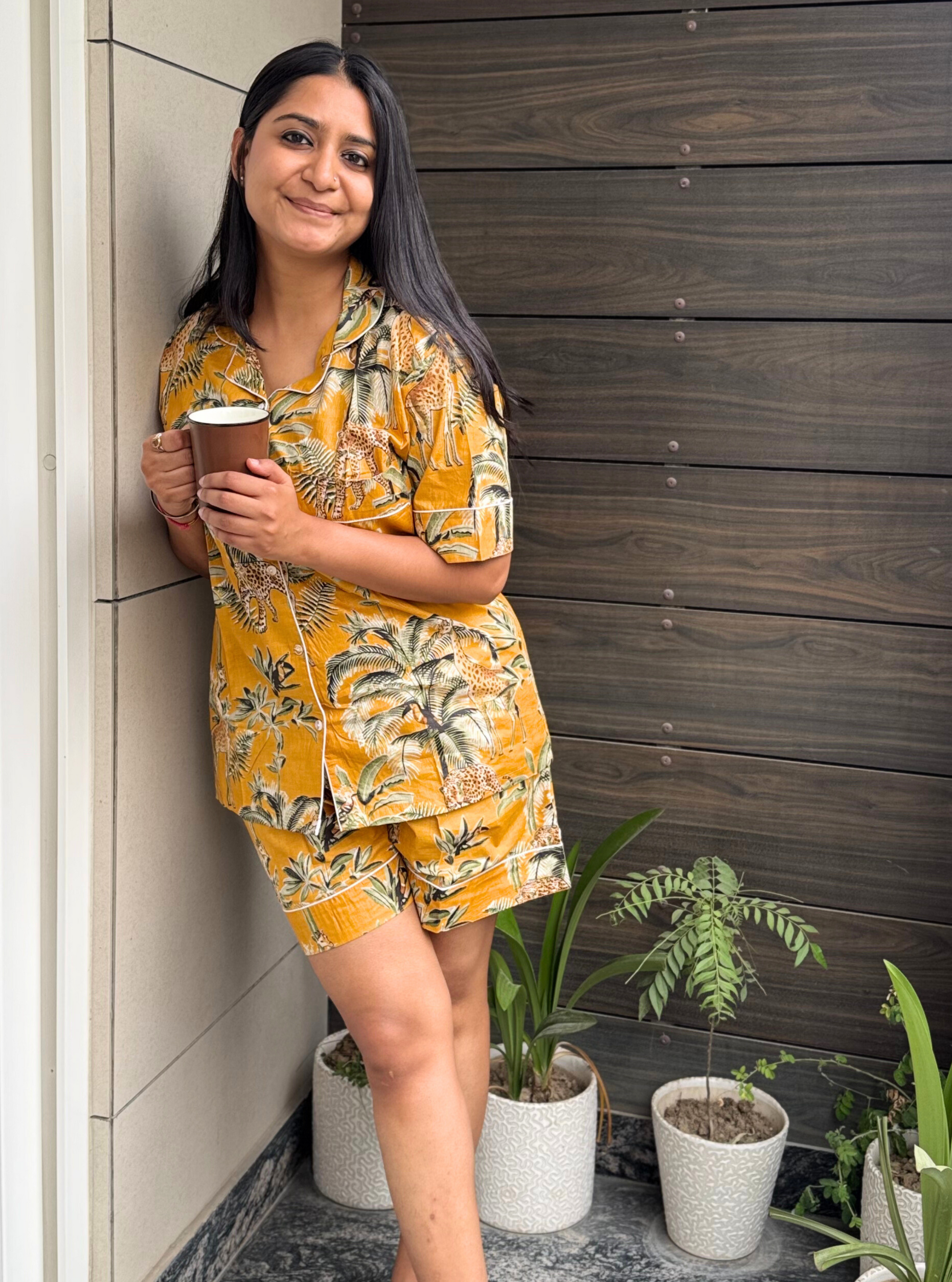 Tropical Safari Blockprint Nightsuit