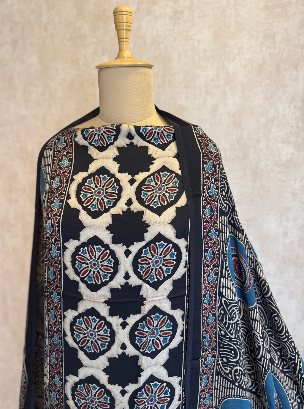 Noor Ajrakh Modal Silk Suit Set