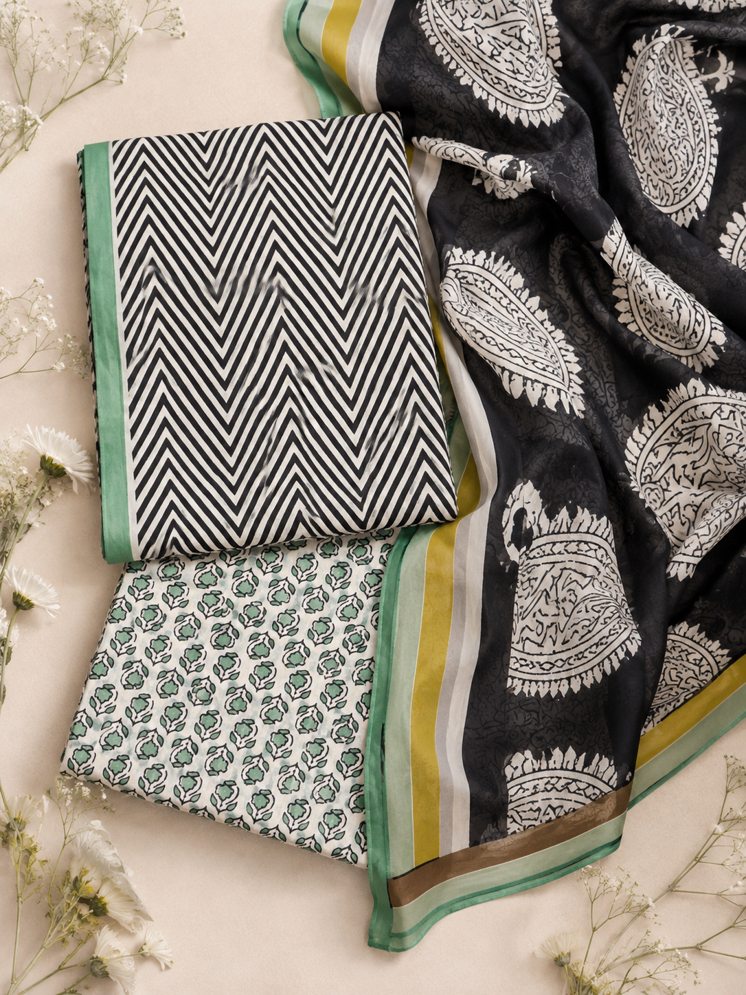 Aafreen Mul Cotton Unstitched Suit Set