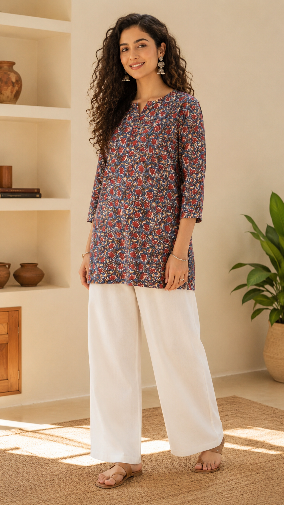 Indigo Blossom Hand Block Printed Cotton Co-ord Set