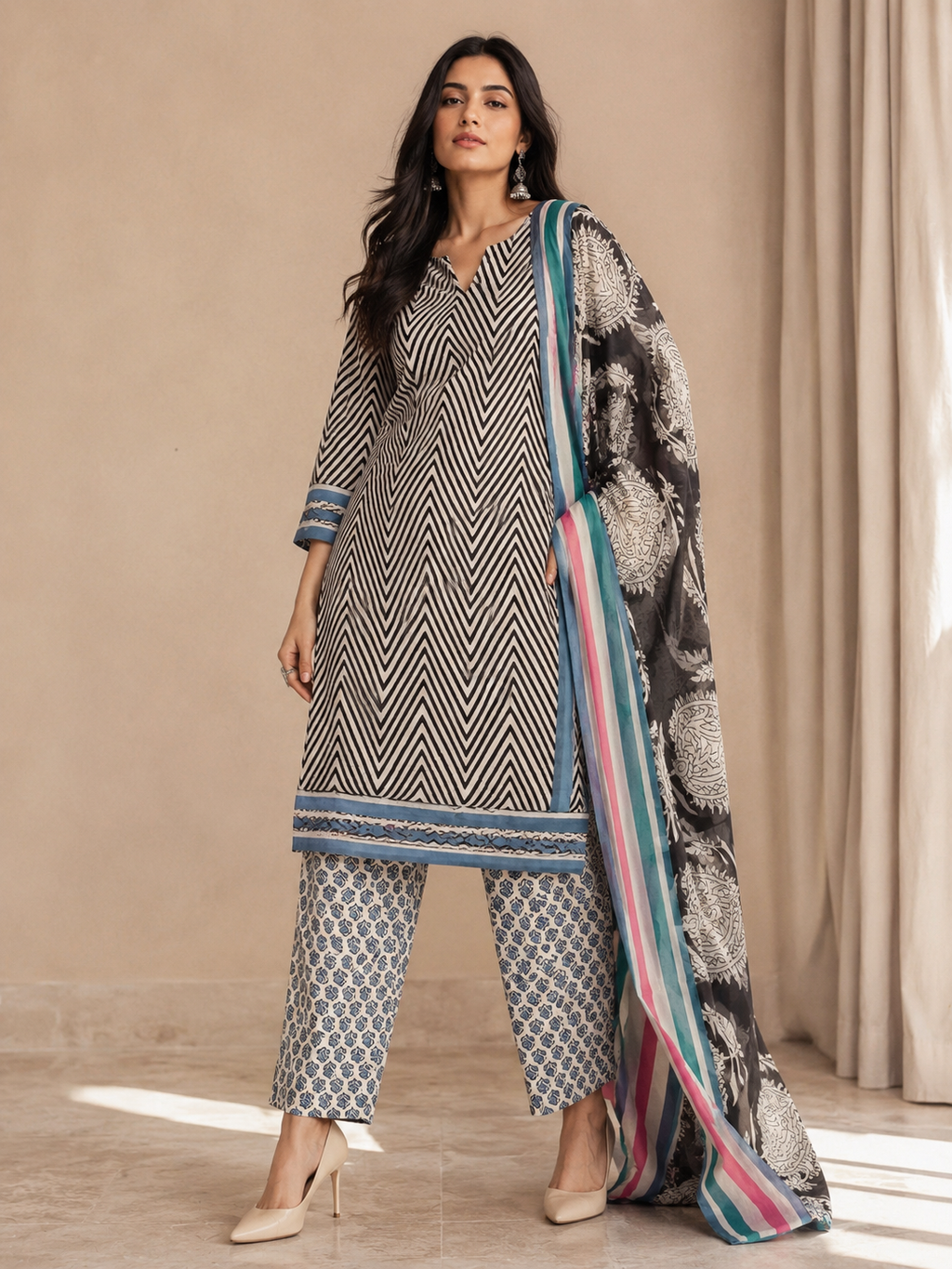 Aafreen Mul Cotton Unstitched Suit Set