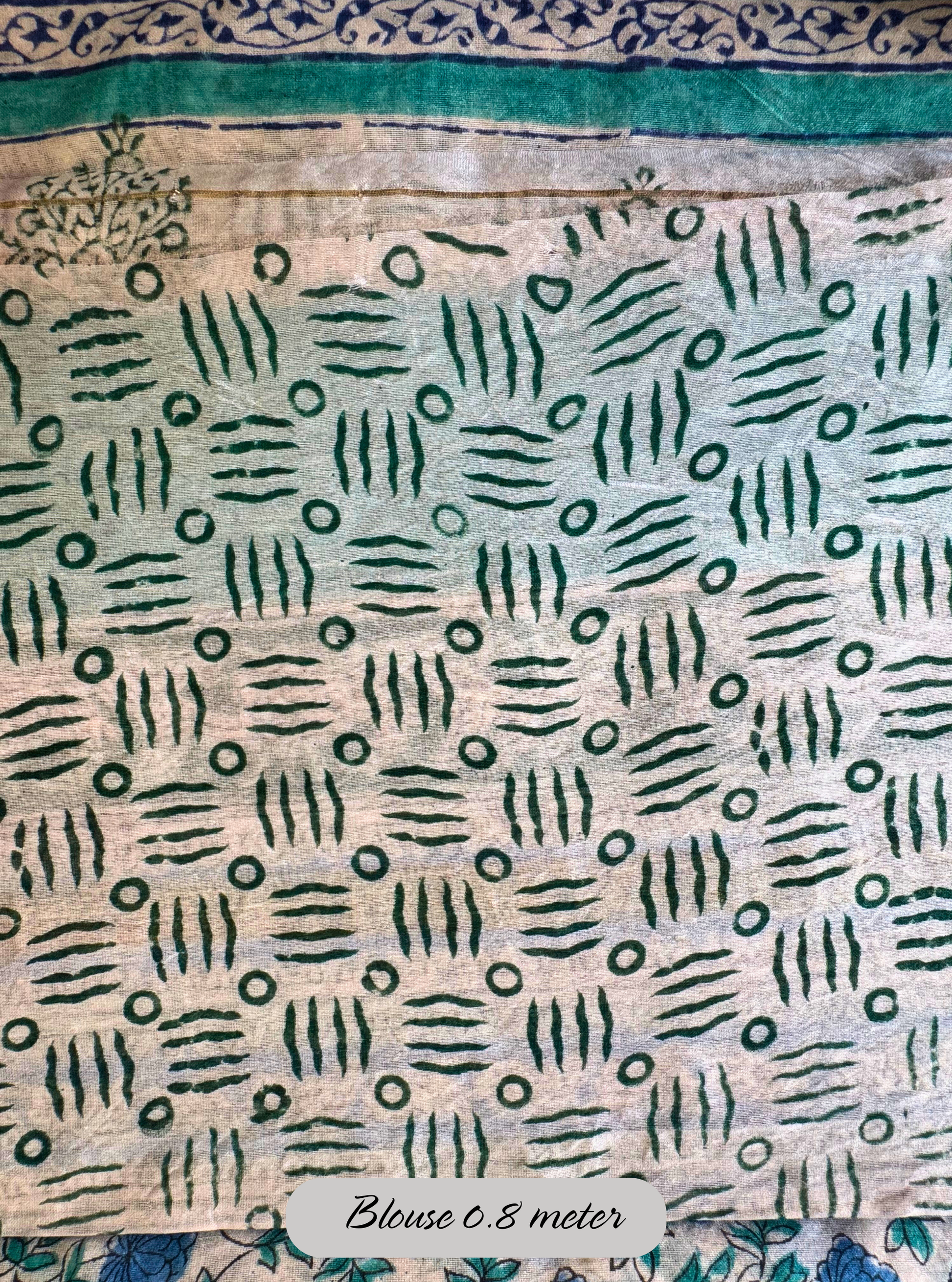 Blue Bloom Maheshwari Silk Blockprint Saree