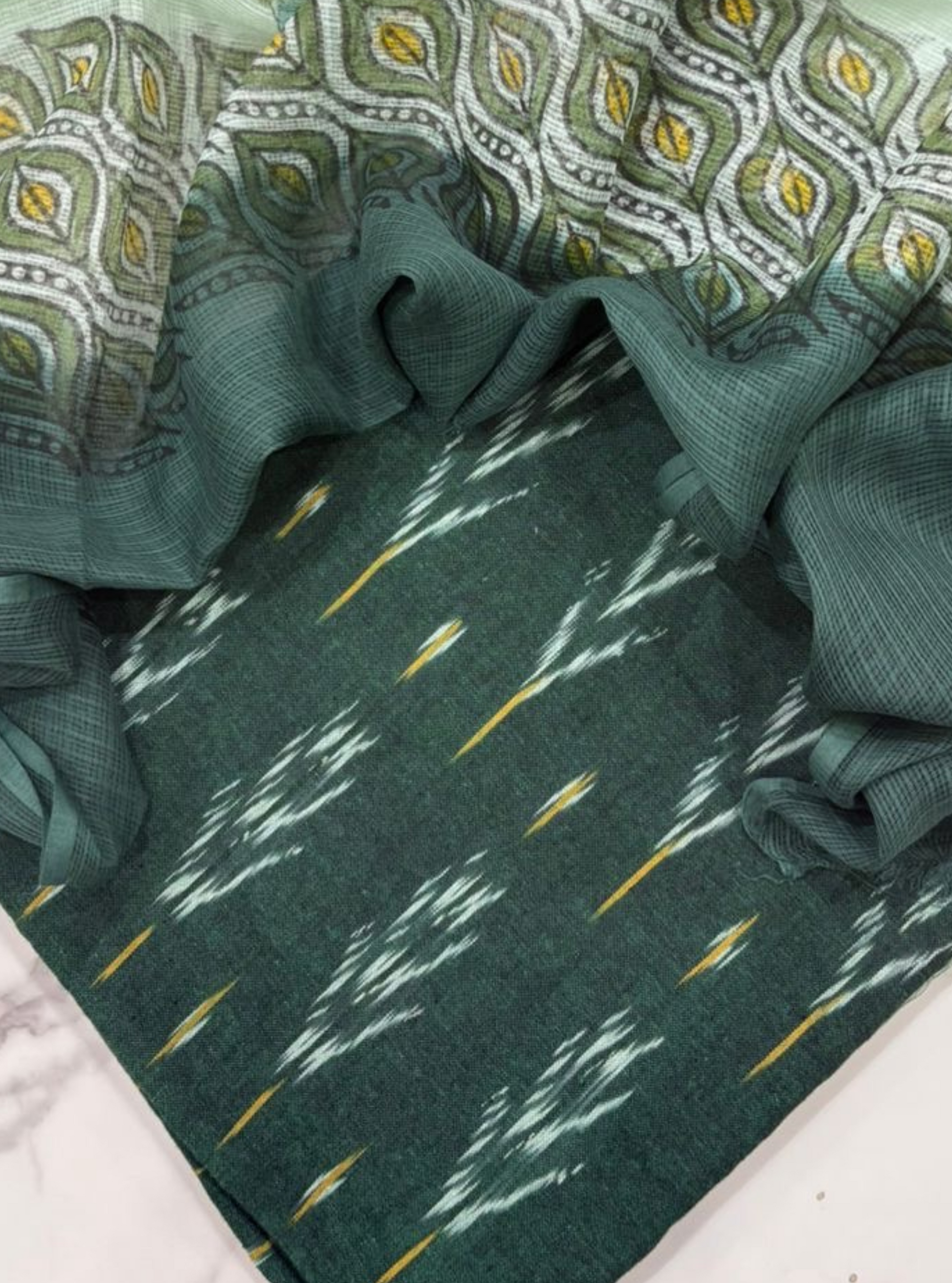 Green Ikkat Kurta with Kotadoriya Dupatta