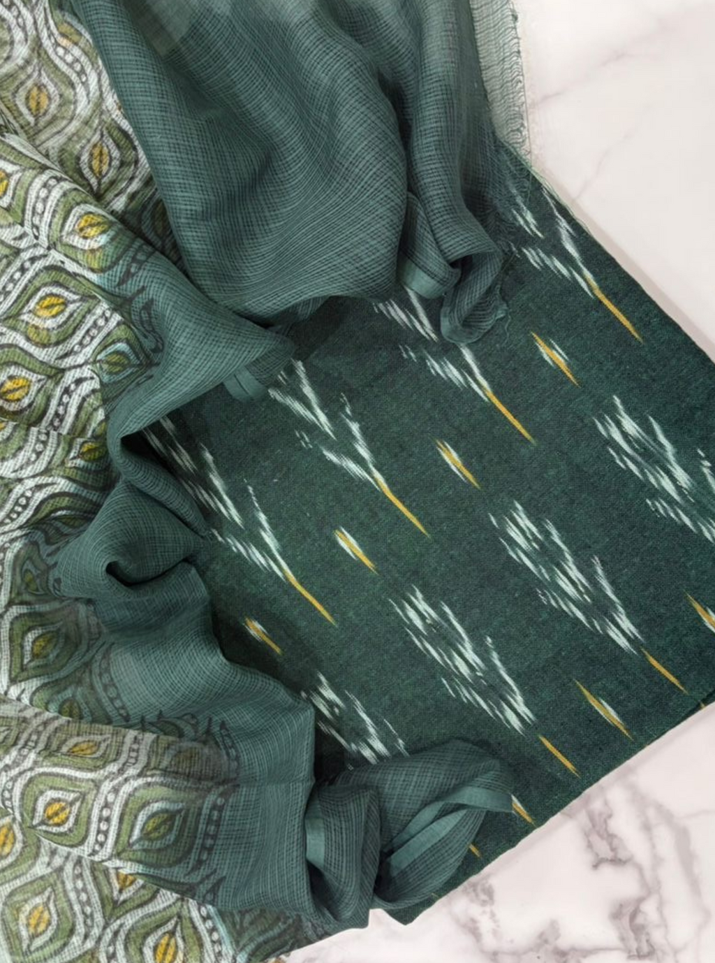 Green Ikkat Kurta with Kotadoriya Dupatta