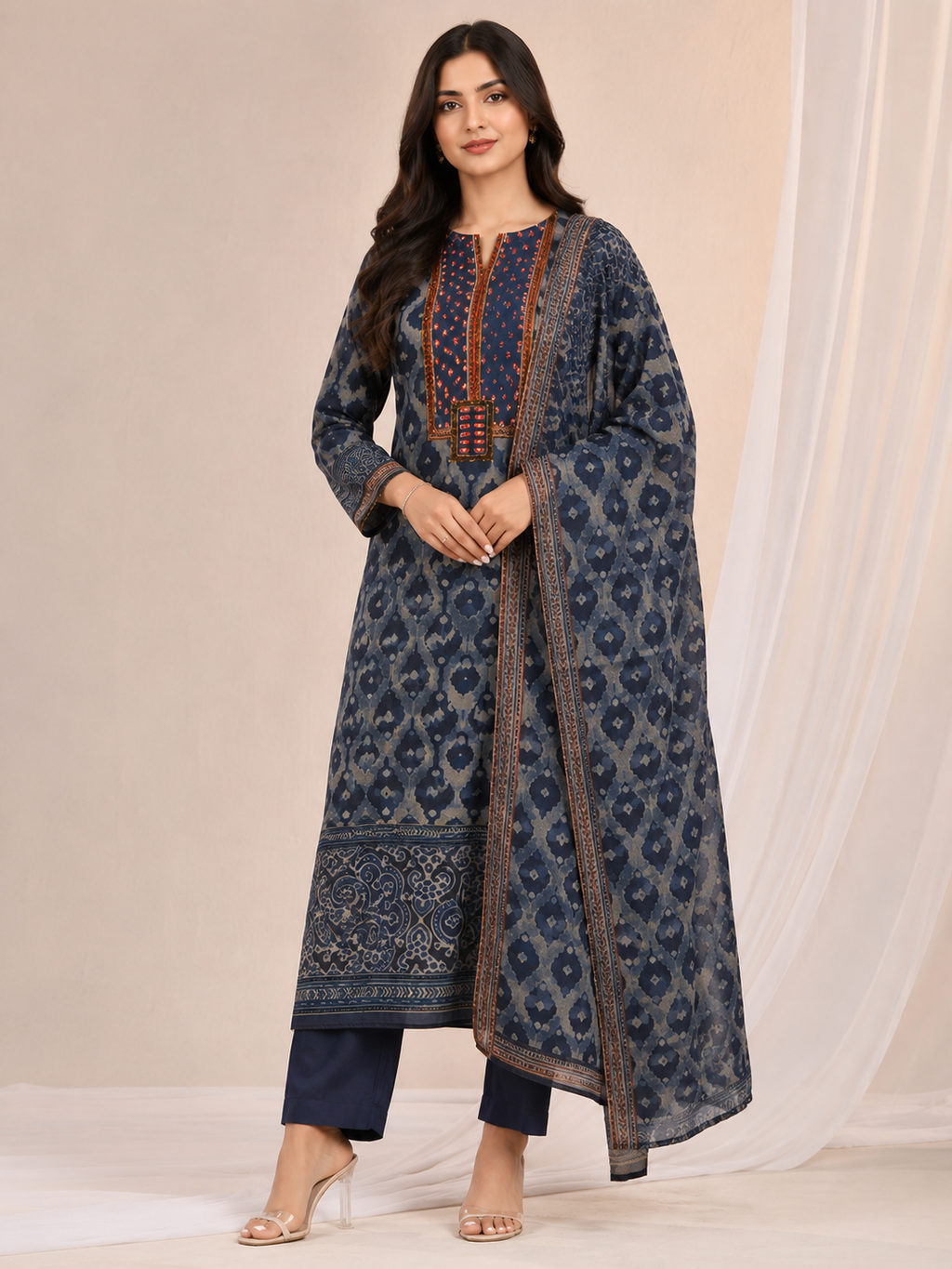 Neel Ajrakh 3 piece set