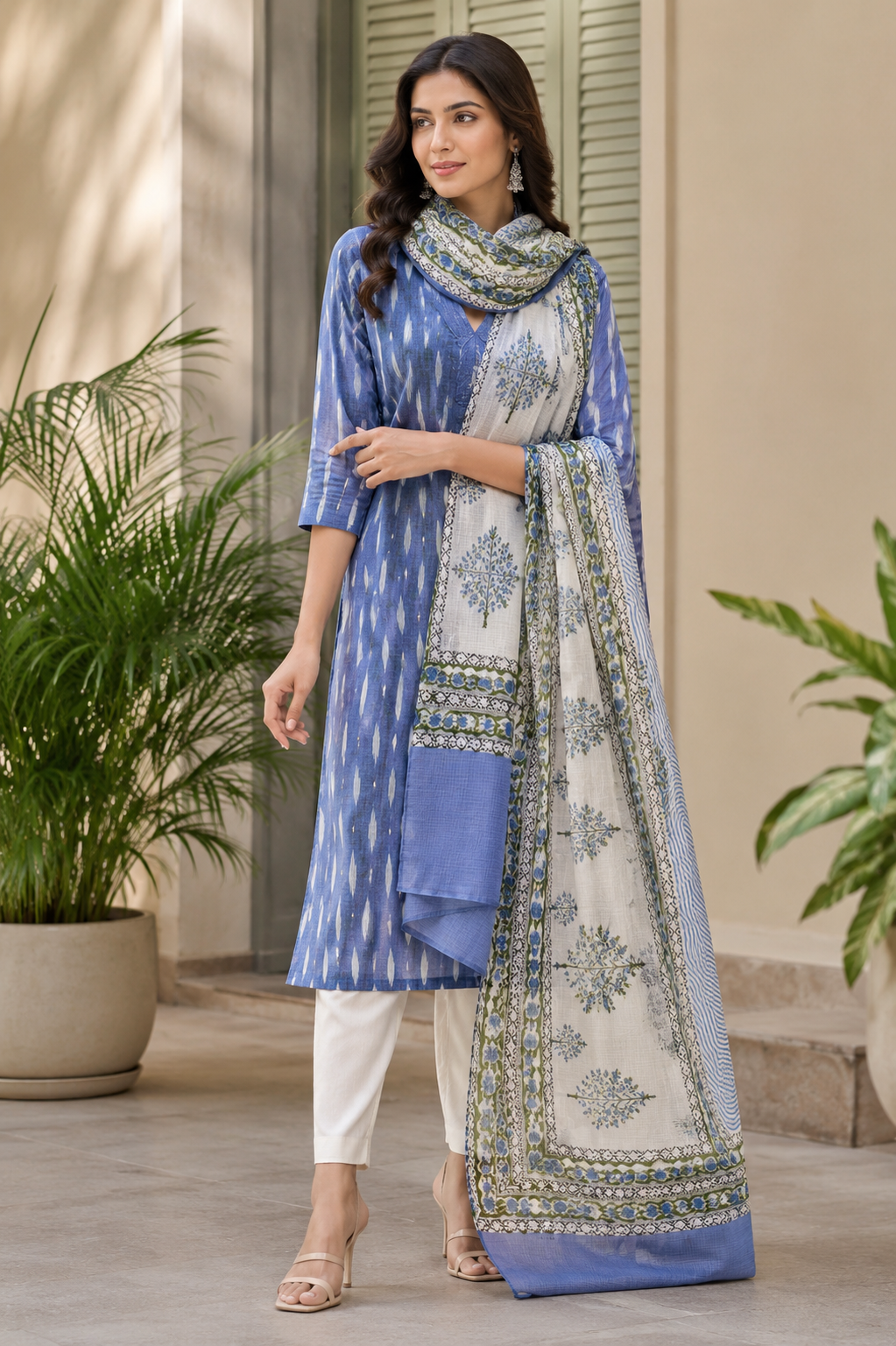 Amber Ikkat kurta with Kotadoriya dupatta