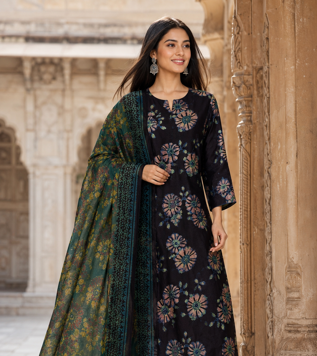 Mulberry Nashpal Ajrakh Modal 2-Piece Unstitched Suit Set