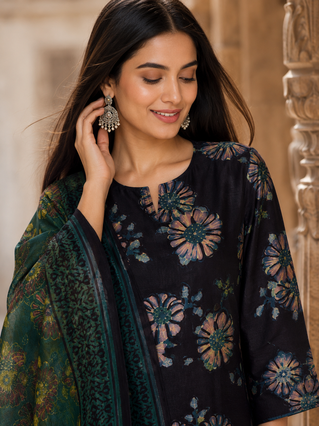 Mulberry Nashpal Ajrakh Modal 2-Piece Unstitched Suit Set