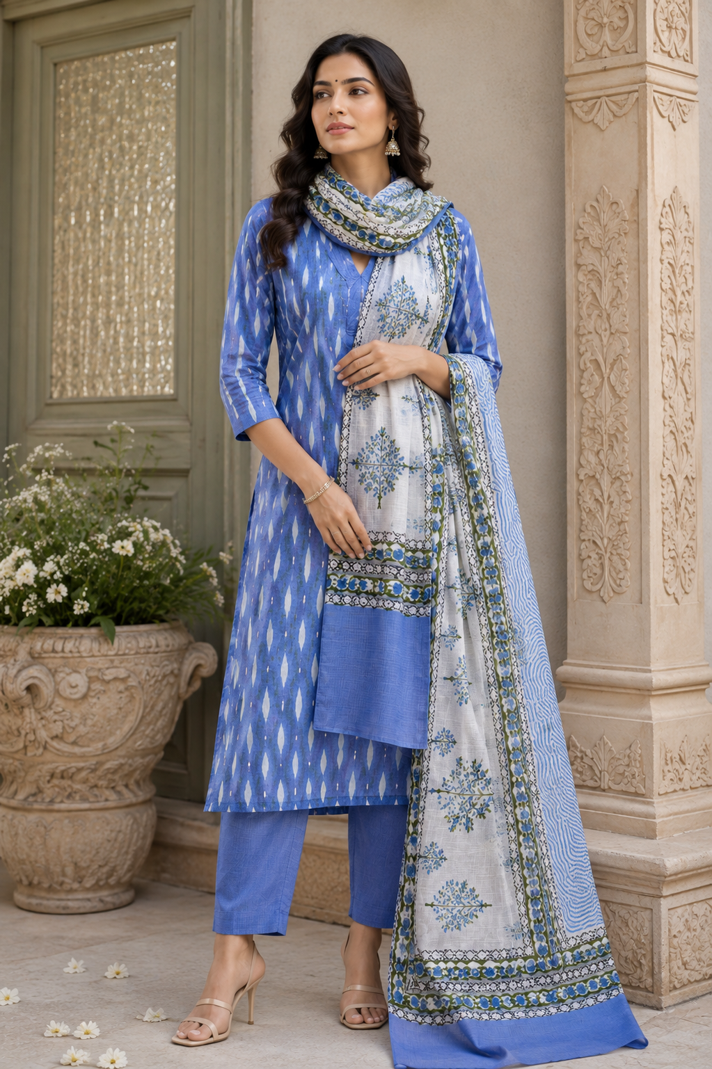 Amber Ikkat kurta with Kotadoriya dupatta