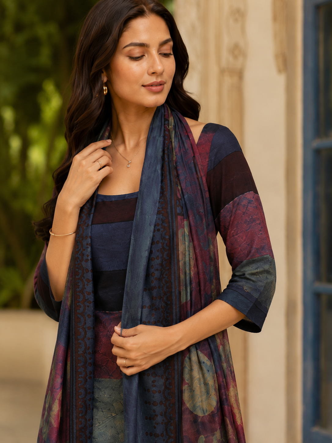 Meher Nashpal Ajrakh Modal 2-Piece Unstitched Suit Set