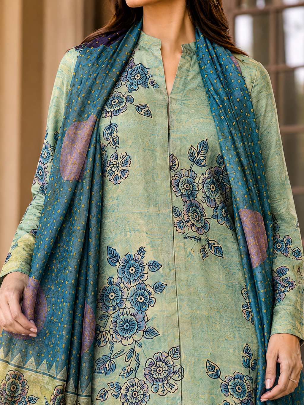 Rang-e-Nashpal Ajrakh Modal 2-Piece Unstitched Suit Set