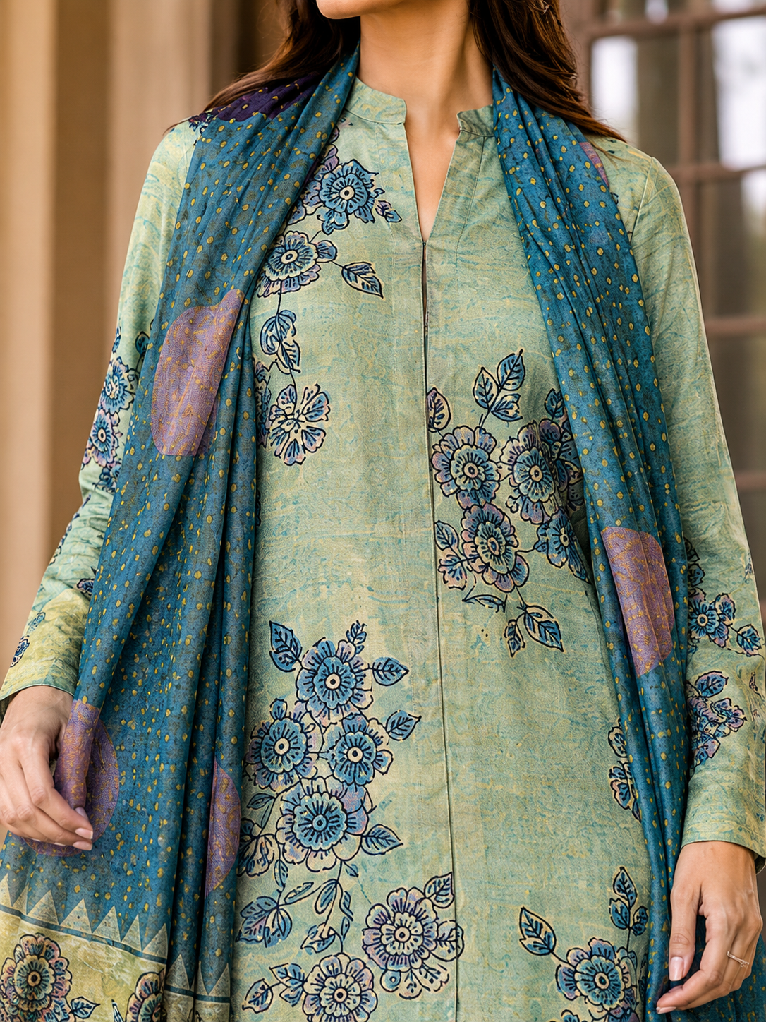 Rang-e-Nashpal Ajrakh Modal 2-Piece Unstitched Suit Set