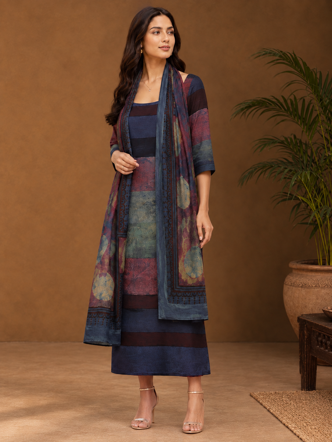 Meher Nashpal Ajrakh Modal 2-Piece Unstitched Suit Set