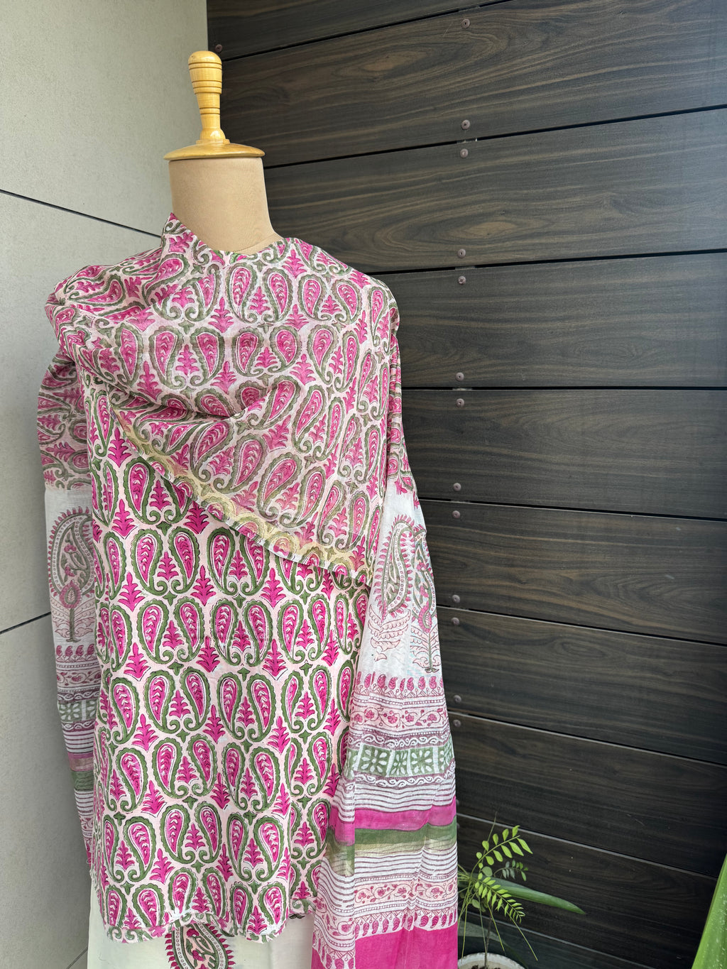 Paisley Block Print with Chanderi Dupatta
