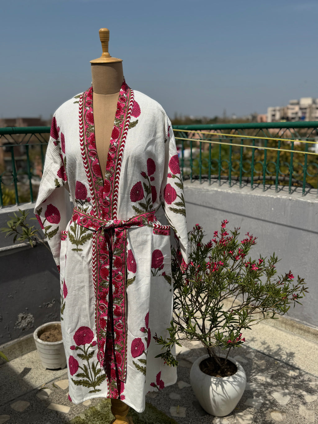 Rani Pink Blockprint Bathrobe