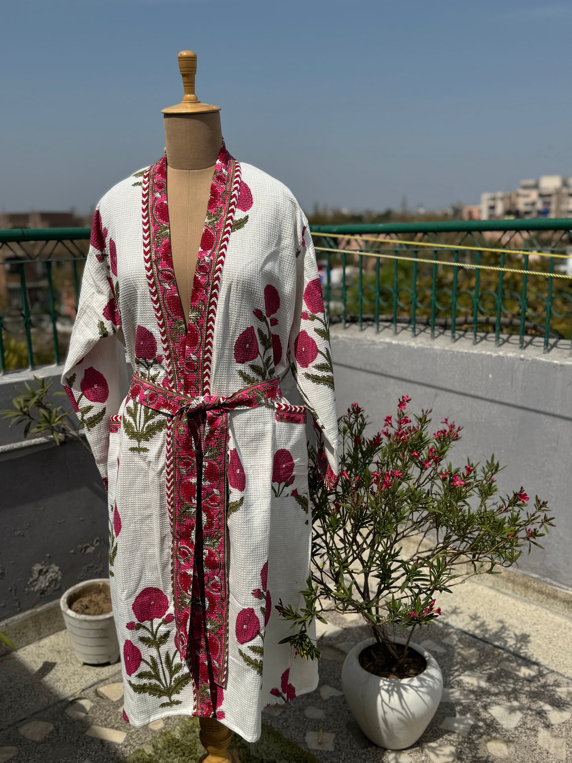 Rani Pink Blockprint Bathrobe