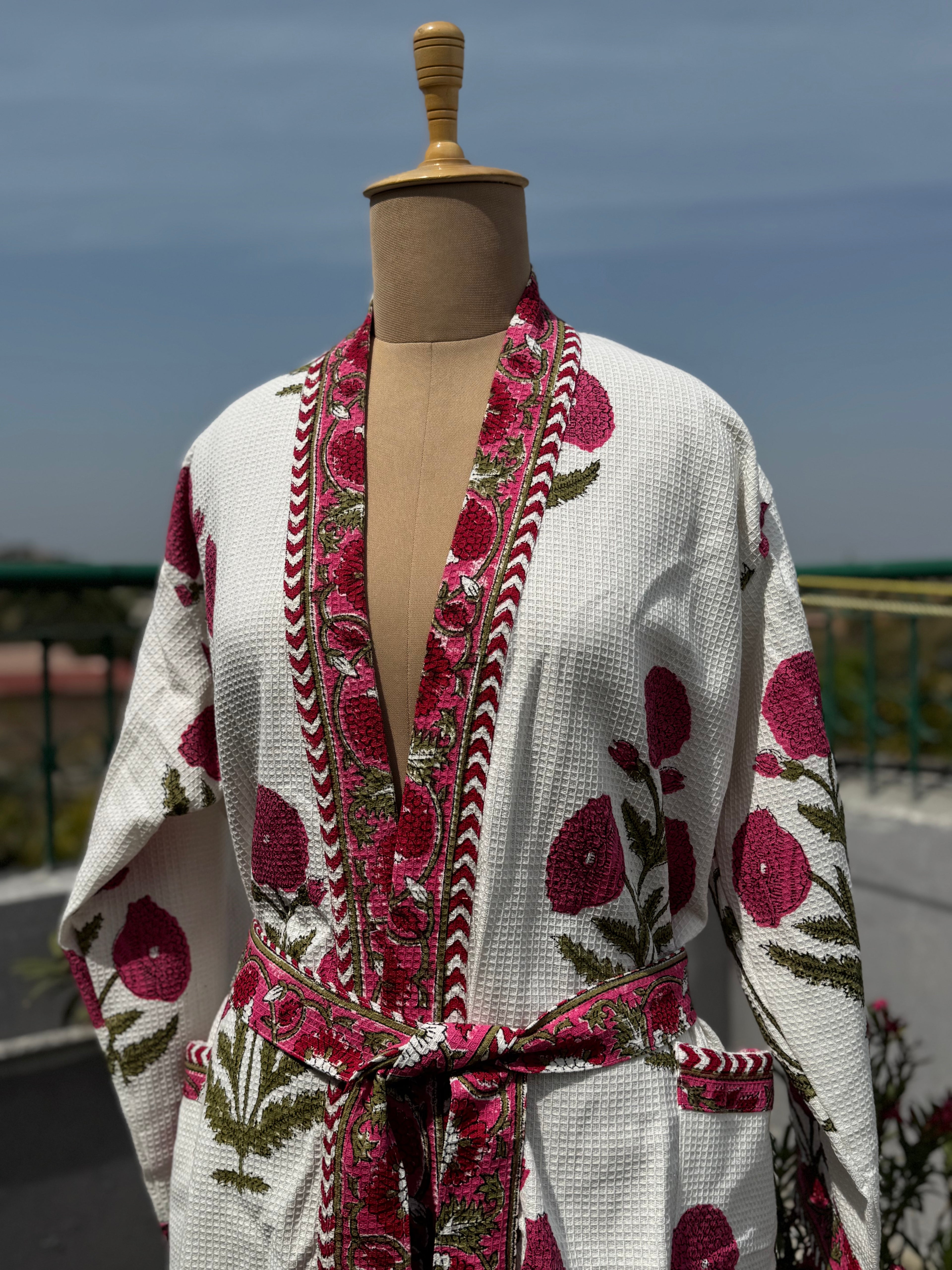 Rani Pink Blockprint Bathrobe