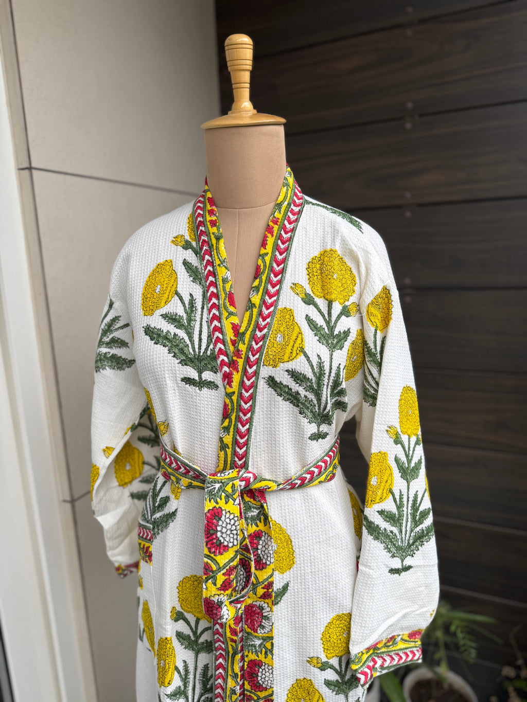 Marigold Blockprint Bathrobe