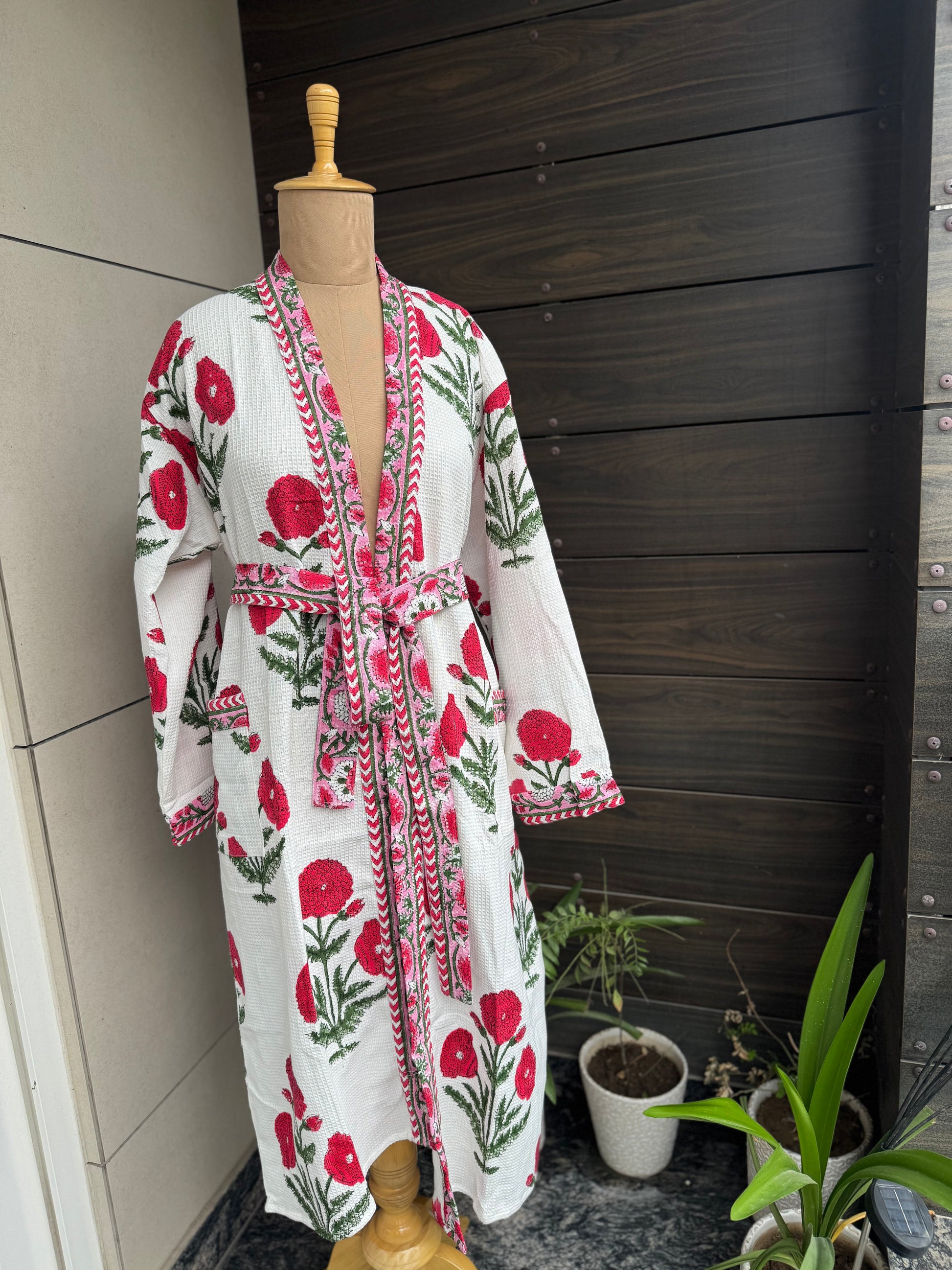 Gulab Blockprint Bathrobe