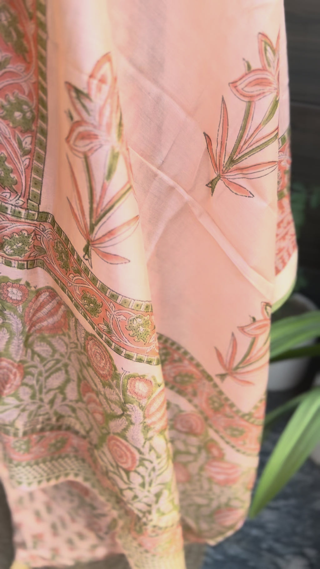 Peach Blossom Maheshwari Silk Suit Set