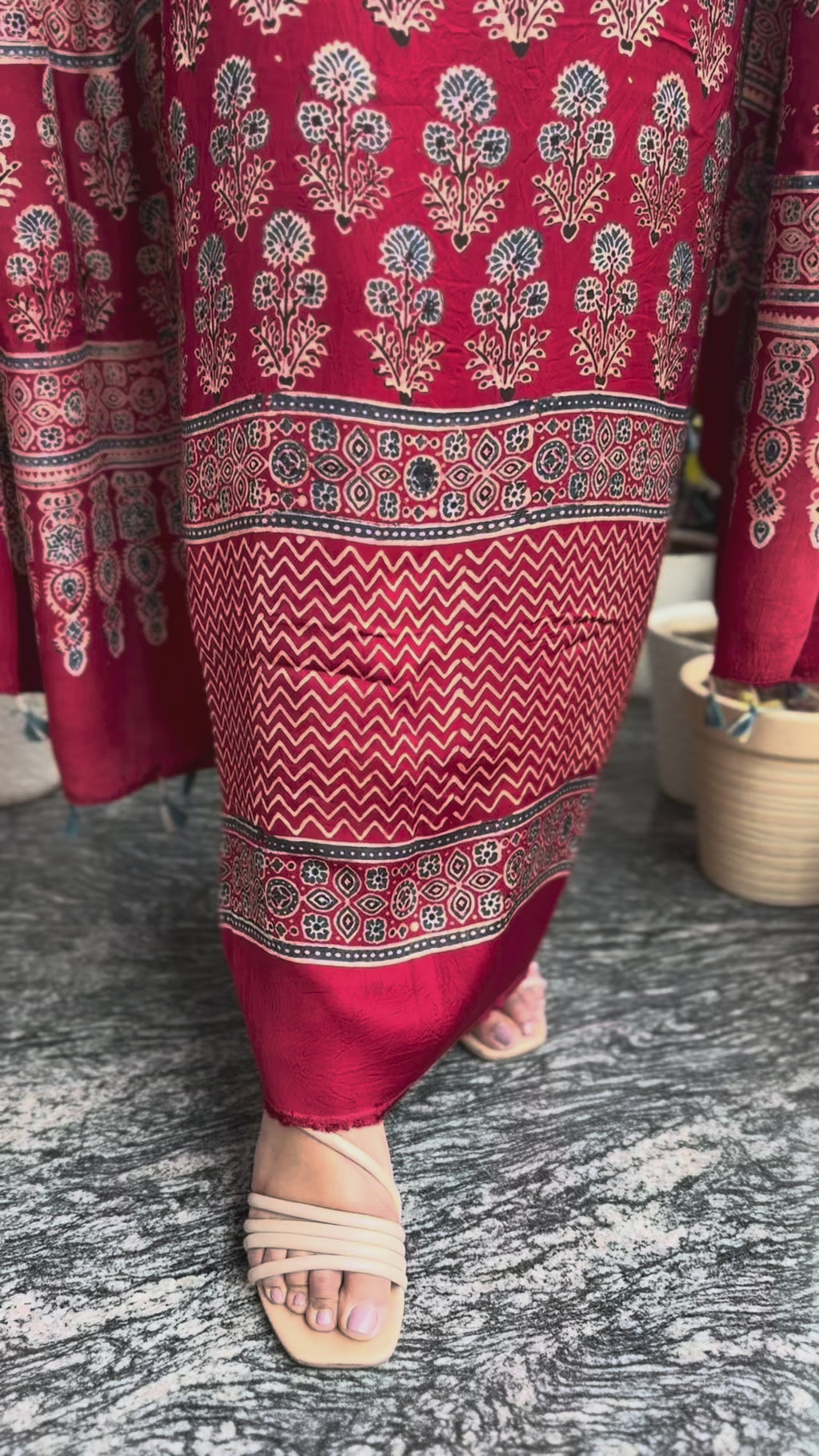 Zariah Red-Blue Ajrakh 2PC unstitched suit set