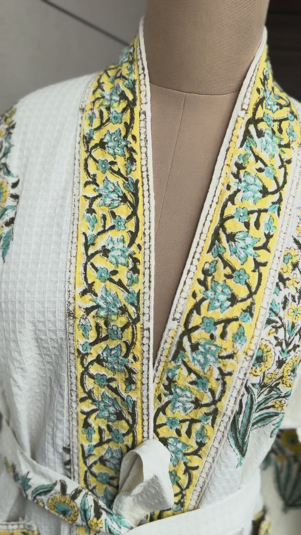 Yellow Blossom Blockprint Bathrobe