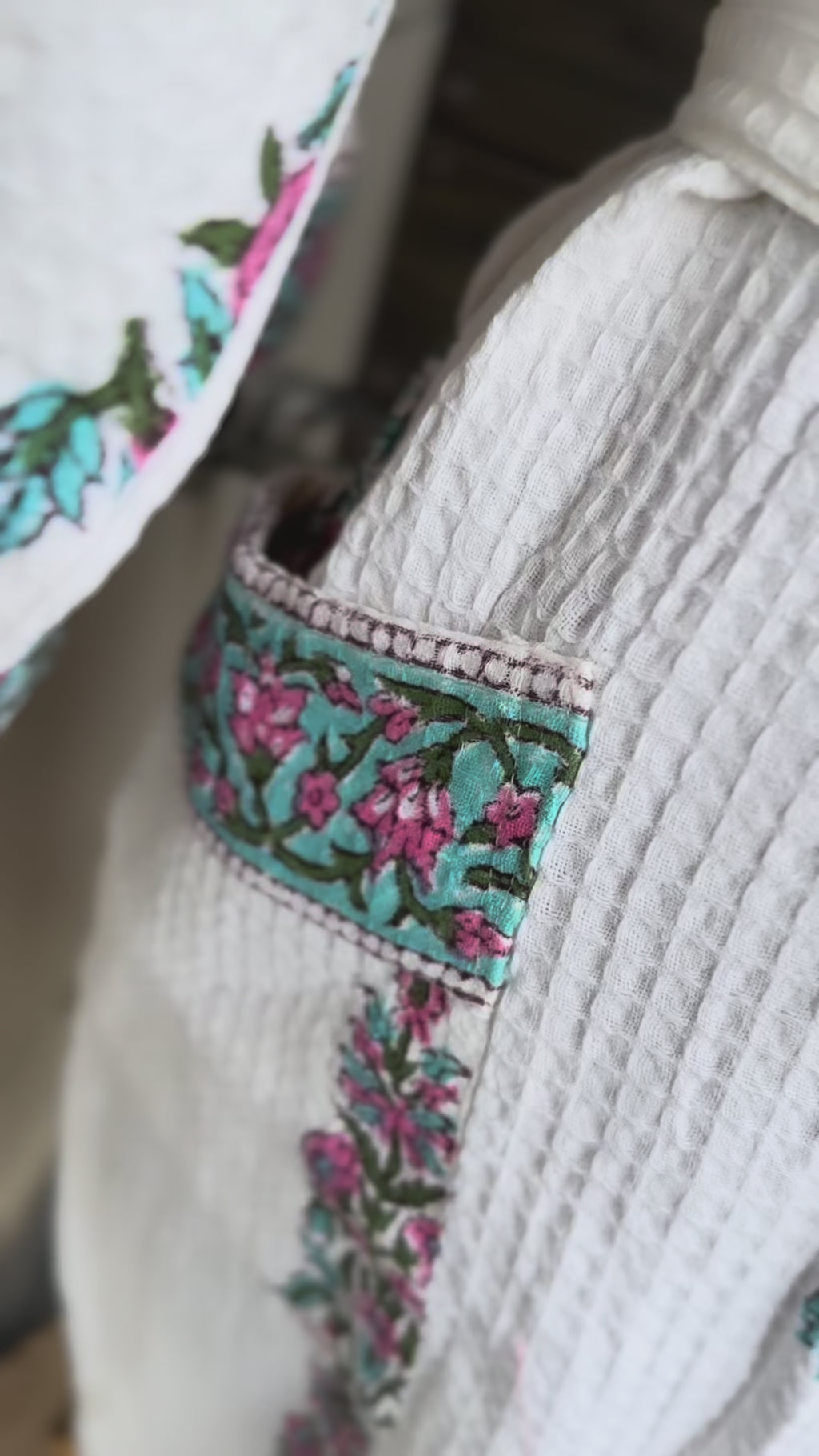 Floral Whisper Quilted Blockprint Bathrobe