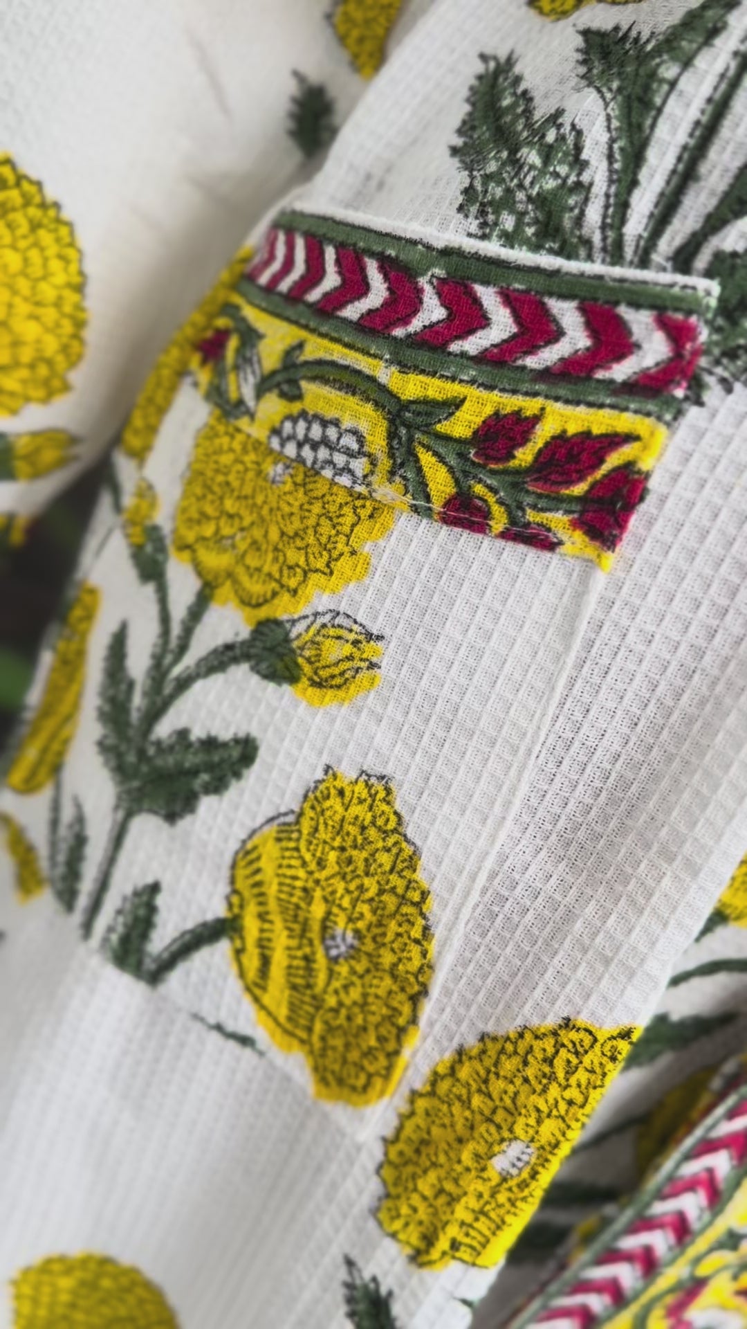 Marigold Blockprint Bathrobe