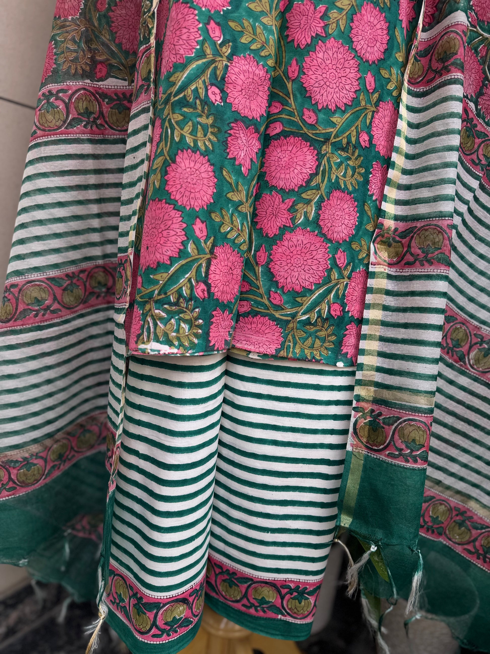 Bagh Block Print With Chanderi Dupatta